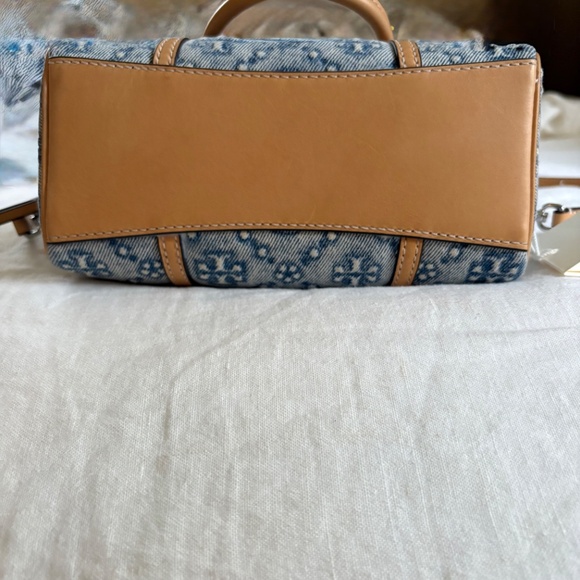 Tory Burch Mini T Monogram Denim Barrel Bag - Picture 5 of 6